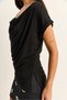 Women's Black Gathered Waist Detailed Degaje Collar Asymmetrical Cut Blouse 7664 60286126 - 5
