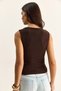 Women's Bitter Brown Blouse with Metal Accessories and Waist Drape Detail 2315 60286134 - 6