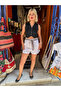 White Color Scarf Belted Linen Shorts