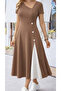 Women's Asymmetrical Collar Buttoned Short Sleeve Viscose Dress - 3