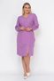 Apsen Women's Lilac Plus Size Slit Detailed V-Neck Midi Crepe Dress 4479/110 - 3