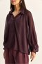 Women's Purple Glitter Detailed Bat Sleeve Chiffon Shirt 7622 60286145 - 7