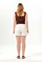 Elastic Waist Cunda Double Pocket Summer Embroidered Muslin Mini Shorts Off-White Krkbyz - 2