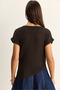Women's Brown Waist Gathered Detailed Degaje Collar Asymmetrical Cut Blouse 7664 60286126 - 6