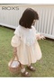 Toddler Girls Long Sleeve A-line Bubble Dress with Removable Lace Shawl, Cotton Breatbable Round Nec - 3
