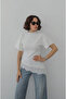 Women's Asymmetric Lace Detail Bluz White - 4