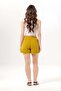 Elastic Waist Cunda Double Pocket Summer Embroidered Muslin Mini Shorts Oil Green Ygysl - 2