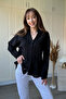 Textured V-Neck Black Shirt - 5