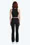Black Viscose High Waist Belt Detailed Spanish Flared Women's Trousers Flared - 2