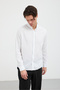 Men's Regular Fit 100% Cotton Shirt Collar Fresh Linen Long Sleeve Shirt - 3