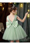 Girls Pearl Decor Bow Tie Deep V-Back Princess Party Dress - 2