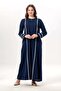 Long Sleeve Gülfem Zippered Summer Shawl Cloth Ferace Navy Blue Lcvt - 6