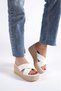 Joymix Wedge Heeled Orthopedic Sole Straw Look Women's Slippers Ckt - White