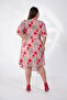 Women's Plus Size Double Breasted Tie Chiffon Dress Pink Floral - 5