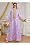Purple Floral Print Embroidered A-Line Jalabiya