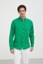 Men's Regular Fit 100% Cotton Shirt Collar Fresh Linen Long Sleeve Shirt - 4