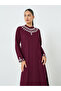 Burgundy Embellished A-Line Jalabiya - 2