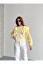 Flounce Sleeve Scallop Blouse Yellow - 4