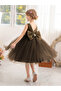 Girls Pearl Decor Bow Tie Deep V-Back Princess Party Dress - 4