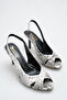 Verona Women's Gray Cross-Strapped Heeled Shoes with Elastic Back - 3