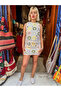 Cream Color Crochet Retro Ring Motif Knitted Blouse and Skirt Set - 2