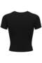 Black Viscose Fitted Crew Neck Short Sleeve Women's Crop T-Shirt - 6