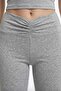 Gray Melange Viscose High Waist Gathered Front Spanish Flare Women's Trousers Flared - 3