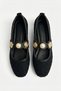 Daily Women's Black Ballerina Elastic Pearl Gold Band Square Toe Comfortable Home Work Office Shoes 783 - 5