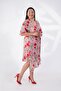 Women's Plus Size Double Breasted Tie Chiffon Dress Pink Floral - 4
