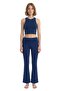 Navy Blue Viscose Crew Neck Sleeveless Women's Crop Tank Top - 3