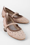 Perla Women's Round Stud Detailed Single Strap Ballerina Shoes B4387 - 2