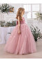 Girl Sequin Bow Detail Mesh Maxi Party Dress - 4