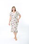 Women's Plus Size Elegant Collar Lace and String Detailed Ring Viscose Short Sleeve Nightgown