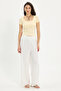 Women's Relax Fit Comfortable Cut Ecru Trousers with Elastic Waist