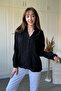 Textured V-Neck Black Shirt - 3