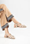 Women's Beige Suede Ankle Strap Buckle Casual Sandals - 3