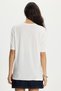 Women's Oversize Wide Cut 100% Cotton Crew Neck Short Sleeve Printed White T-Shirt Blouse - 7