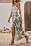 New Season Women's Rope Strap Round Neck Short Viscose Blouse and Patterned Slit Single Jersey Skirt Double Set - 4