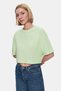 Indiana Smoke Green Crew Neck Crop Printed 100% Cotton Loose Fit Women's Tshirt