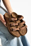 3 Buckle Slippers Comfortable Daily Summer Slippers - Tan - 3