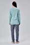 Women's Long Sleeve Cotton Piece Pajama Set Buttoned Pocket Detail Bottom Top Set - 8