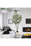 214cm Artificial Olive Trees 3 Trunks,Faux Olive Tree with White Planter for Home Office Decor - 3