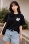Unisex Oversize T-Shirt with Printed Cats - Cotton Crew Neck Casual T-Shirt