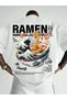 Unisex Ramen Printed Oversize Crew Neck T-Shirt
