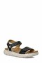 Comfortable Walking Sandals - Black Textured Leather Women's Sandals (High-Sole) - 2