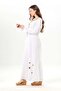 Long Sleeve Aysu Embroidered Crew Neck Şile Fabric Summer Long Dress White Byz - 4