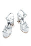 Women's Silver Platform Heeled Wedding and Engagement Shoes - Snake Pattern - 3