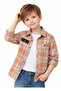 Boy's Button-Closure Folded Sleeve Model Embroidered Orange Color Seasonal Shirt - 2