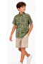 Boy's Button-Closure Wrinkled Fabric Striped Patterned Lycra Green Color Shirt - 2