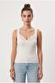 Women's Jeny Modal Touch U-Neck Lace Detailed Sleeveless Knitted Ecru Blouse - 4